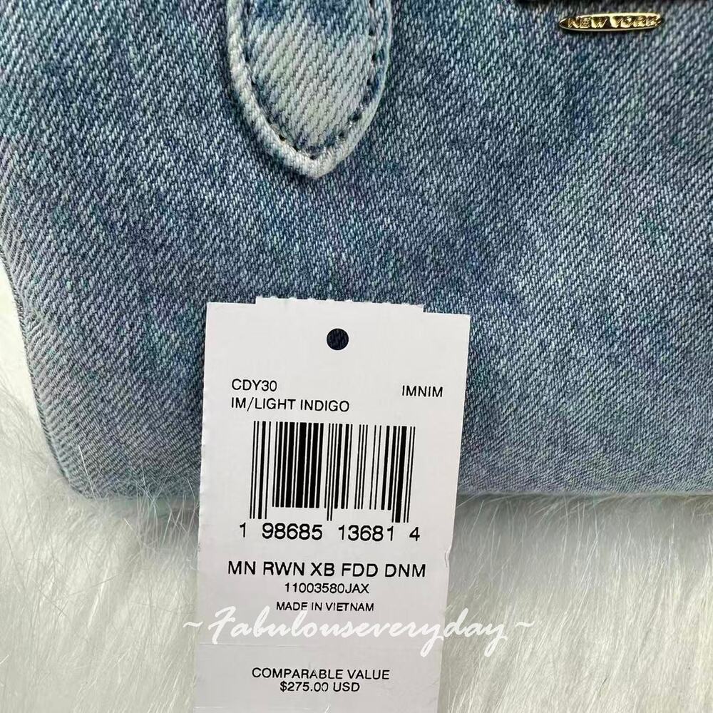 Coach Mini Rowan Crossbody Bag In Loved Denim With Charms Light Indigo CDY30 NWT - Picture 4 of 8